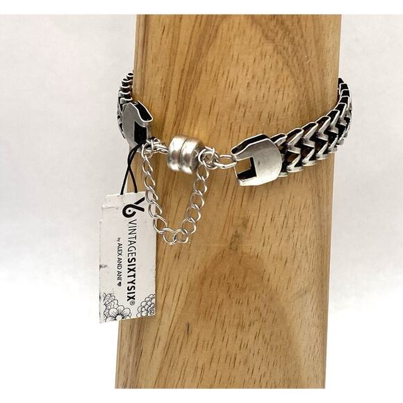 Alex and Ani Windfall Magnetic Bracelet Vintage 66 Rafaelian Silver 7” - Picture 3 of 8
